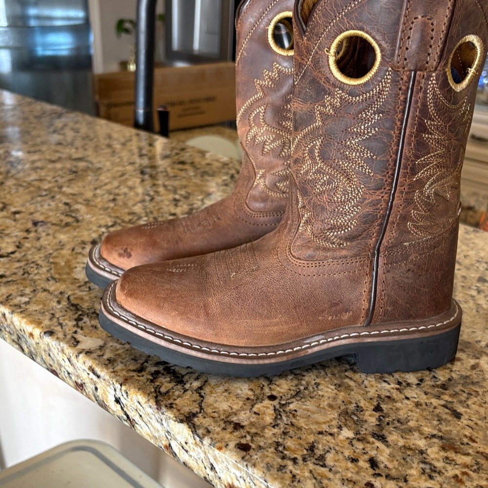Dan Post Kids Brown Leather Pull-On Cowboy Boots